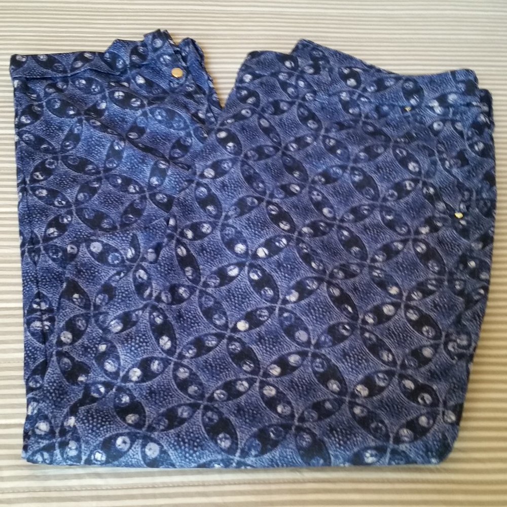 CHICO'S SIZE 2P/12 COMFORT WAIST LUXE UTILITY SLIM INDIO GEO ANKLE PANTS